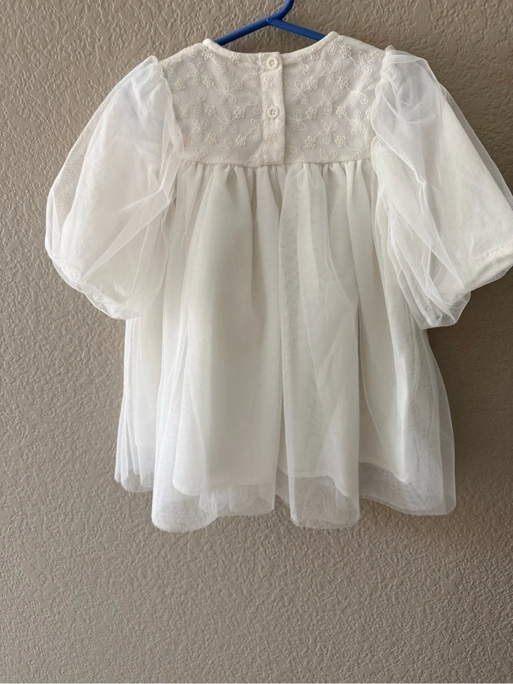 New! Girls White Tulle Party Top with Embroidered Yoke 18M-2T